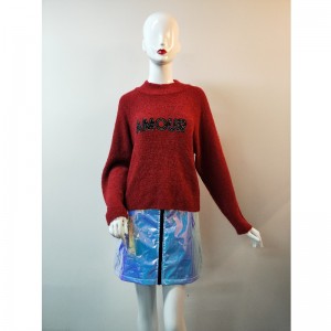 SWEATER พิมพ์ตัวอักษรสีแดง RLWS0065F