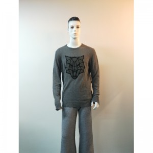 เสื้อกันหนาวสีเทา WOLF-PRINT รุ่น RLMS0057F